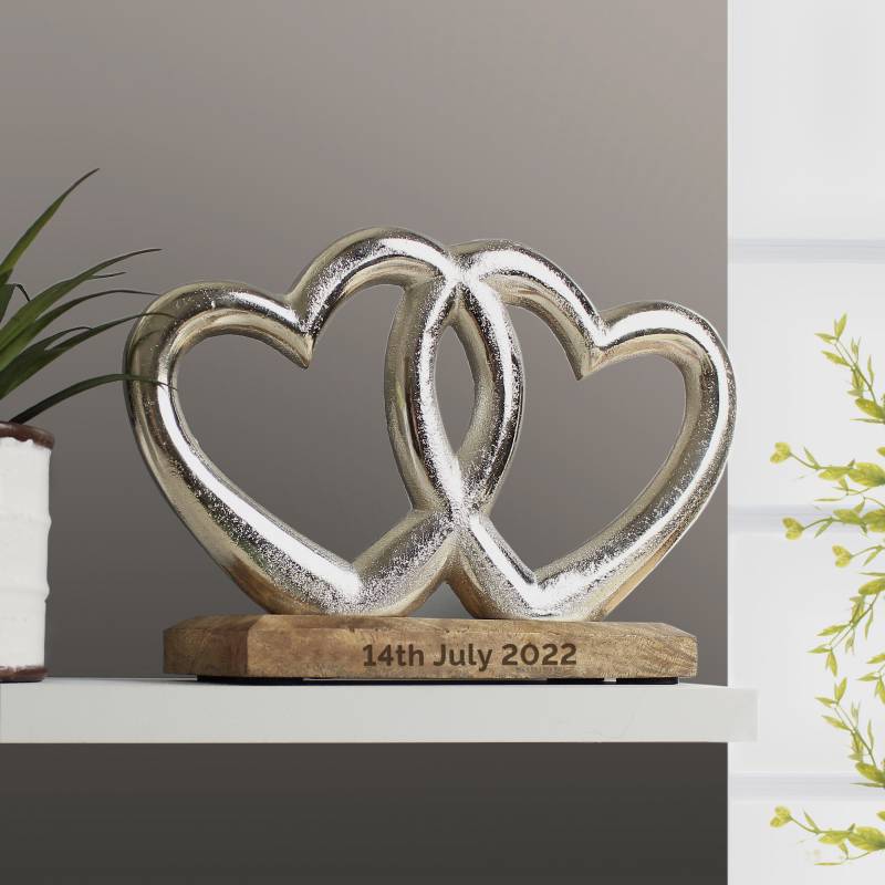 Personalised Free Text Double Heart Ornament