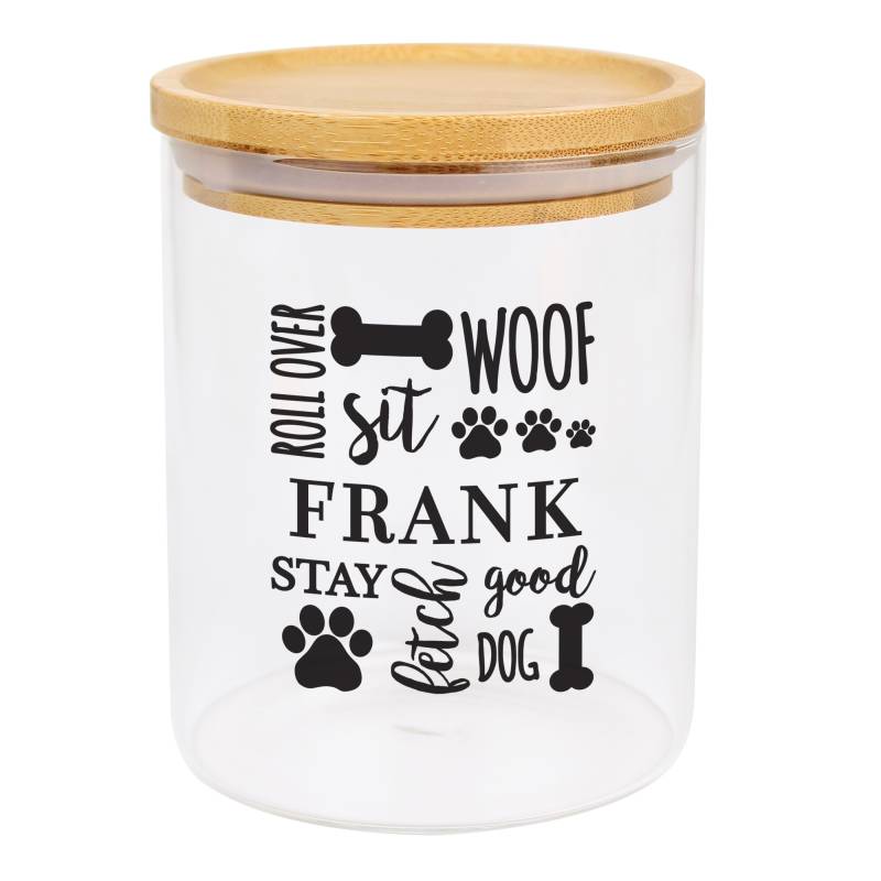 Personalised Glass Dog Treat Jar with Bamboo Lid