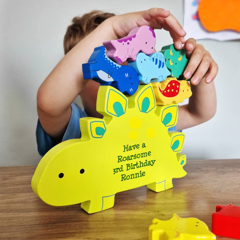 Personalised Free Text Wooden Dinosaur Stacker Toy